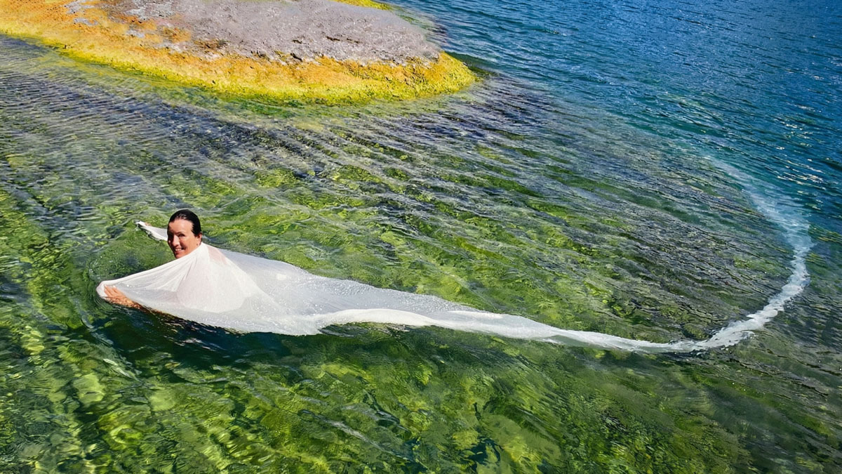 Collaborative silk study by the water after the Fearless exhibition project