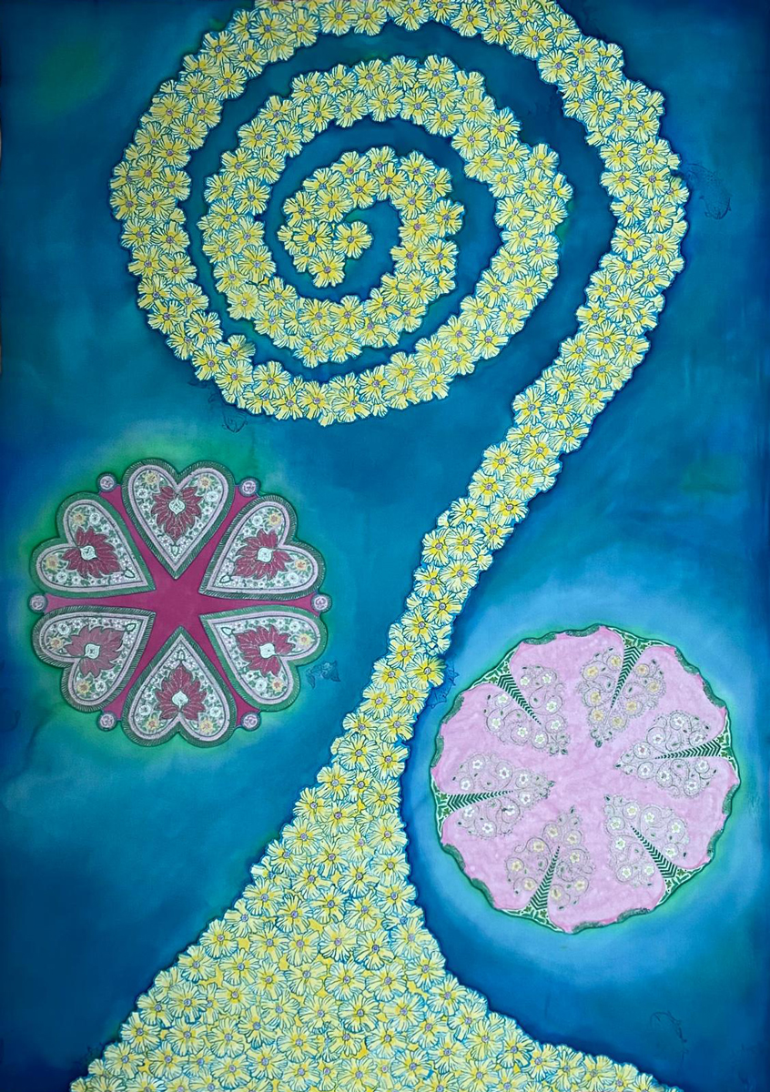 Dandelion, Ritual cloth, body silk, floral motif