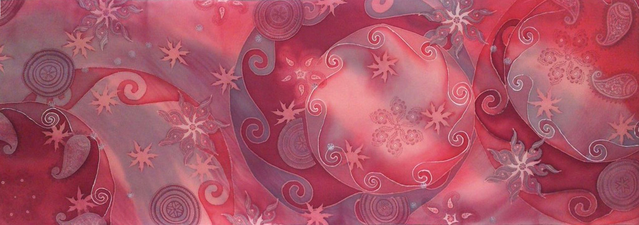 Pink Swirl, Shoulder silk, 70 × 180 cm