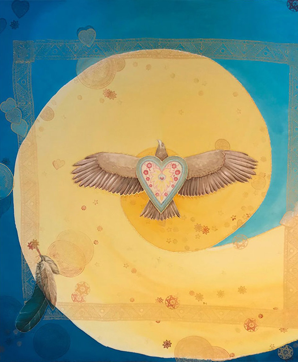 Eagle Heart, Silk wall hanging