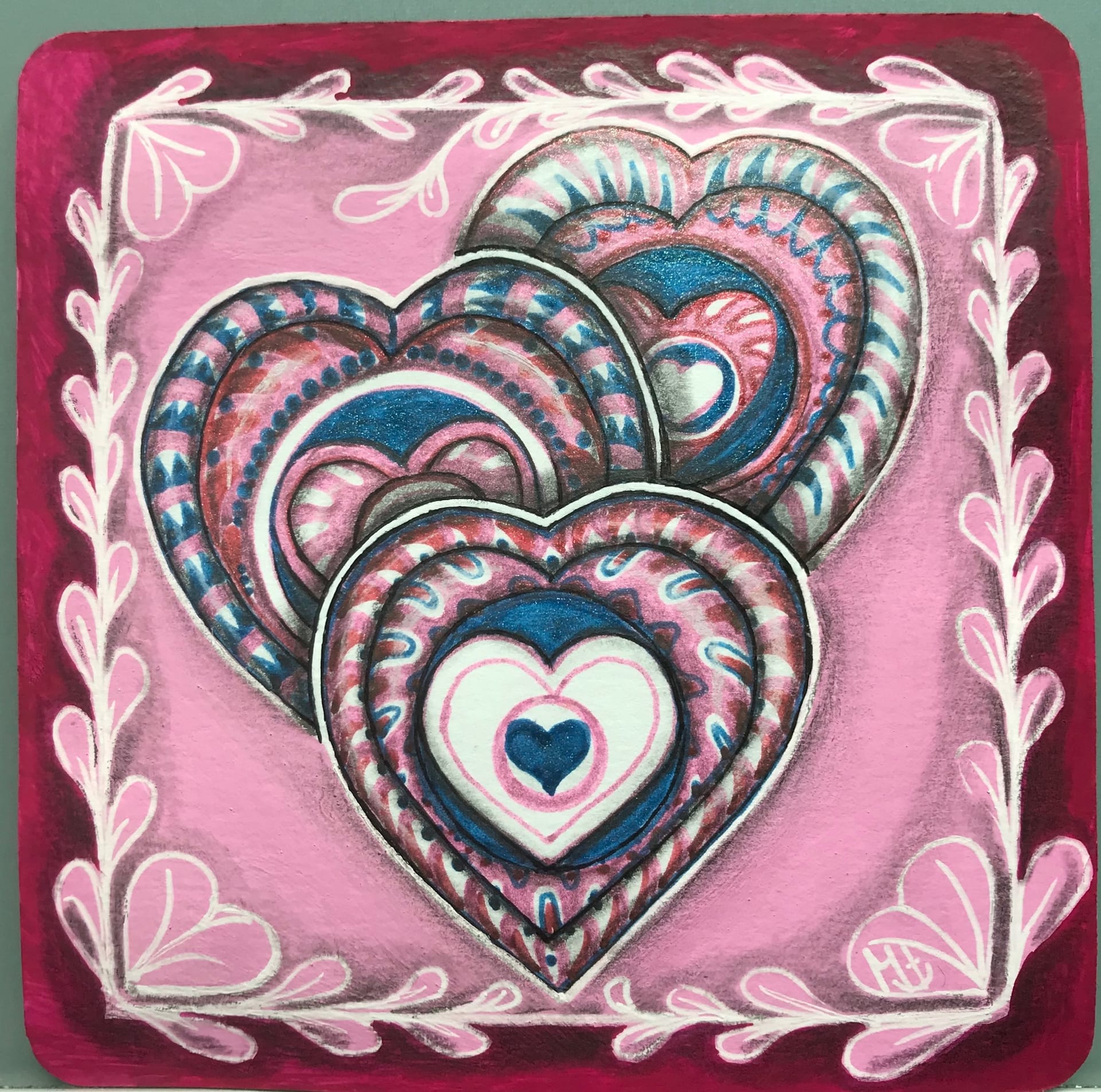 3 Hearts, Tile, 9x9 cm